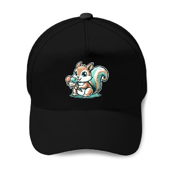 Discover Cute cartoon squirrel with ice cream Baseball Caps