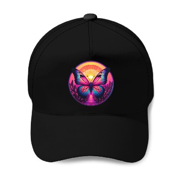 Discover Synthwave ButterFly at Sunset Baseball Caps