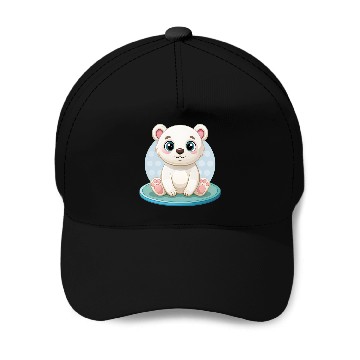 Discover polar bear cub Baseball Caps