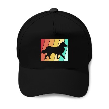 Discover Retro 80s Border Collie Dog Silhouette Baseball Caps