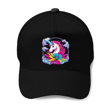 Discover Unicorn flowers colors Baseball Caps