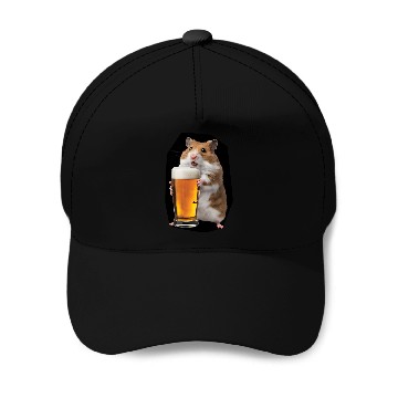 Discover Hamster Drinking Beer Realistic Baseball Caps