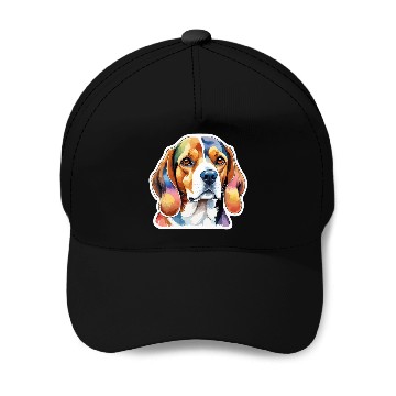 Discover Beagle Watercolor Baseball Caps