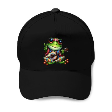 Discover Cute Guitar Frog Baseball Caps