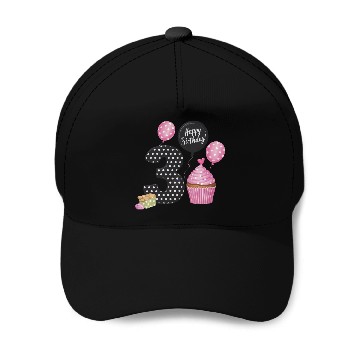 Discover Girl 3rd Birthday Pink Baseball Caps