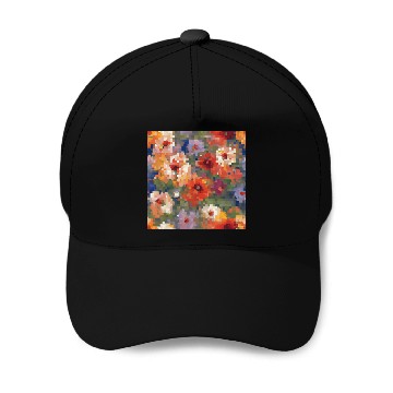 Discover Retro Pixel Floral Design Baseball Caps