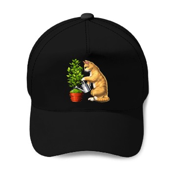 Discover Cat Watering Plants Baseball Caps