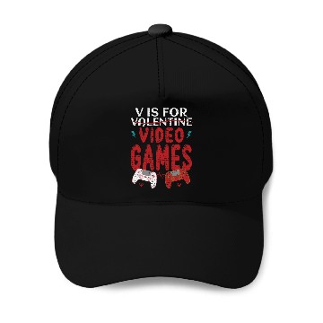 Discover V Is For Valentine Video Games Baseball Caps