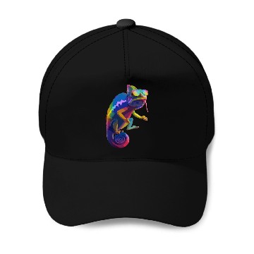 Discover Psychedelic Chameleon Vibes Baseball Caps