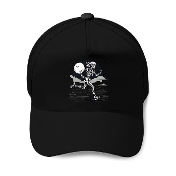 Discover Midnight Marathon: Skeleton's Sprint Baseball Caps
