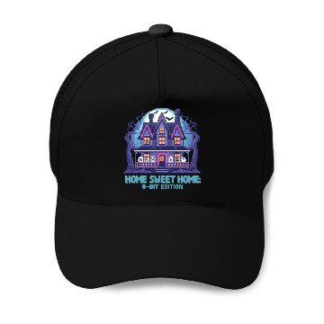 Discover 8 Bit Haunted House 01 Baseball Caps