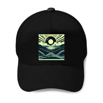 Discover Ocean Sunrise Retro Wave Sailing Baseball Caps