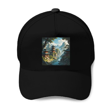 Discover Peaceful Pagoda Baseball Caps