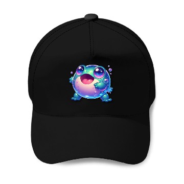 Discover funny cute green frog Baseball Caps