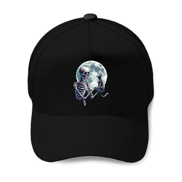 Discover Skeleton Cat Halloween Baseball Caps