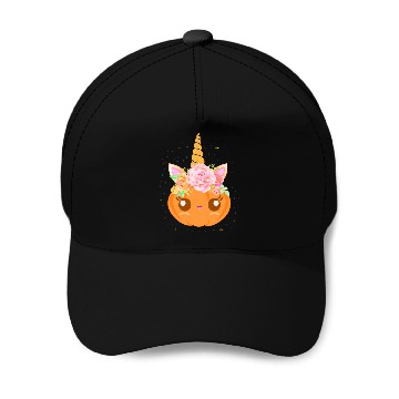 Discover Cute Unicorn Pumpkin: Fall Festivity Delight Baseball Caps