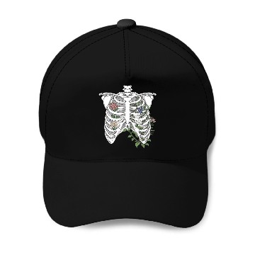 Discover Skeleton Ribs Flower Baseball Caps