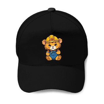 Discover baby lion as construction worker Baseball Caps