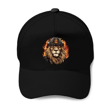 Discover Fireman lion Baseball Caps