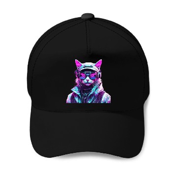 Discover Mystical Cyberpunk Bad Cat Baseball Caps