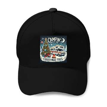 Discover campin around christmas tree final correct Baseball Caps