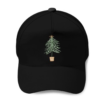 Discover Snowy Christmas Tree with Star  Baseball Caps