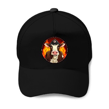 Discover Firefighter cow Baseball Caps
