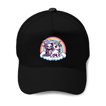 Discover Cute Reaper And Unicorn Rainbow Baseball Caps
