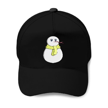 Discover Snowman wearing a yellow scarf Baseball Caps