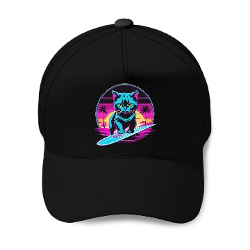 Discover Kitty Surfer Baseball Caps