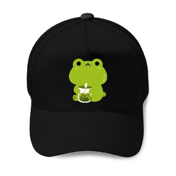 Discover Green Boba Frog Baseball Caps