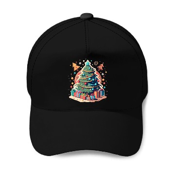 Discover Christmas Tree Serenity Holiday Tranquility Baseball Caps