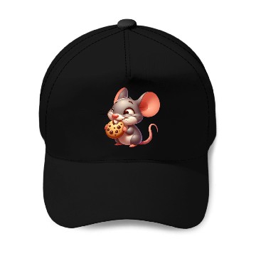 Discover Cute cartoon mouse with crispy cookie Baseball Caps