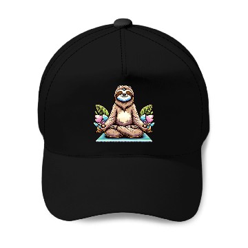 Discover Meditative Sloth with Lotus Flowers Tranquility Baseball Caps