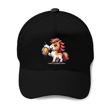 Discover Cute Pony Drinking Beer 3 Baseball Caps
