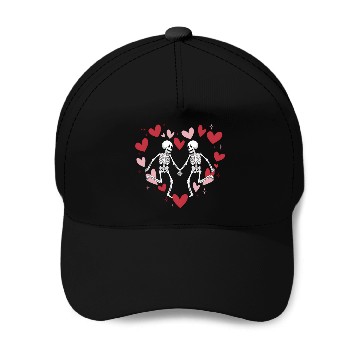 Discover Coquette Valentine Dancing Skeleton Baseball Caps