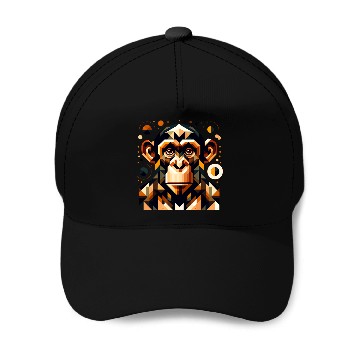Discover geometric abstract chimpanzee art design Baseball Caps