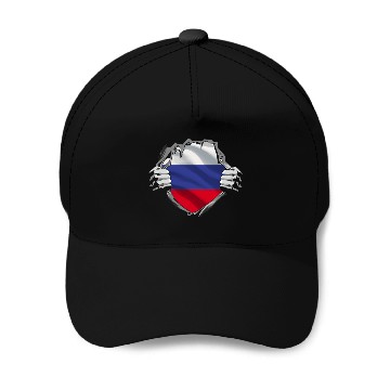 Discover Russian Flag Breaking Through Design Baseball Caps