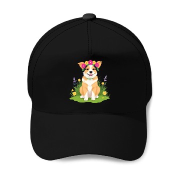 Discover Flower Crown Corgi Baseball Caps