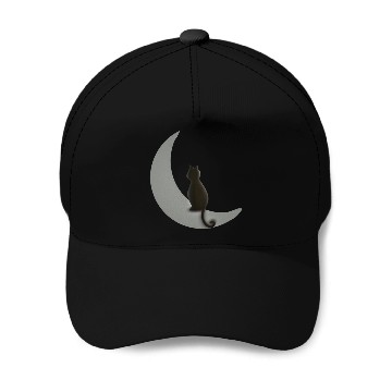 Discover Moon and Cat Night Baseball Caps