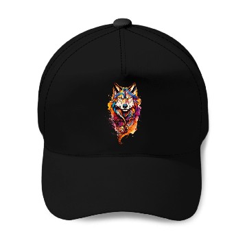 Discover Colored wolf dog Baseball Caps