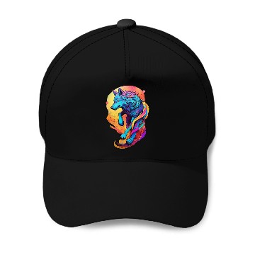 Discover Colored wolf dog Baseball Caps