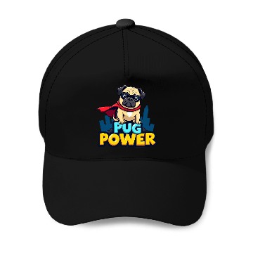 Discover Pug Power Superhero Baseball Caps