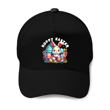 Discover Hoppy Easter Kawaii Bunny Face Happy Easter Baseball Caps