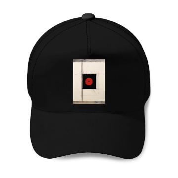Discover Red circle in a black square. Modern art Baseball Caps