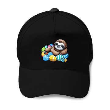 Discover Cute Sloth Easter Egg Cartoon Chilling Baseball Caps