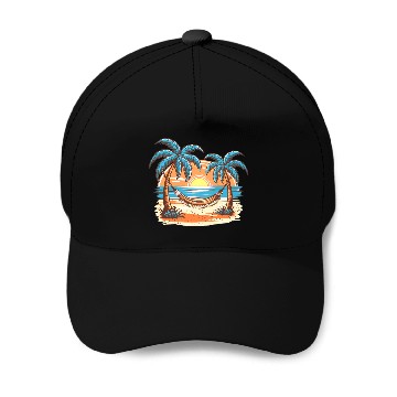 Discover Tropical Sunset Hammock Scene Baseball Caps