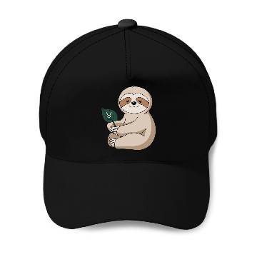 Discover Taurus Zodiac Sloth Holding Leaf Baseball Caps