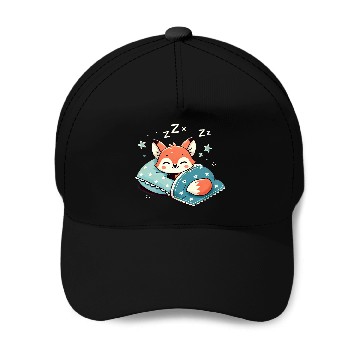 Discover Fox Sleeping In Bed At Night Time Baseball Caps