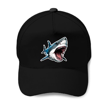 Discover Big White Shark Attack Baseball Caps